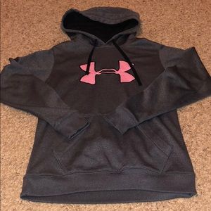 Under Armor Grey Hoodie with pink sign